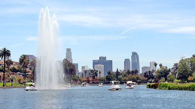 Echo Park Lake in Los Angeles
