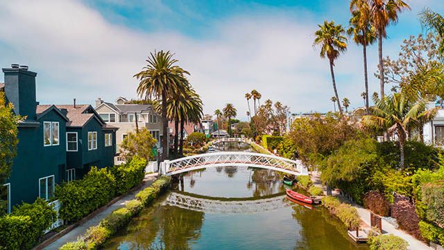 A view of the Venice canals in Los Angeles