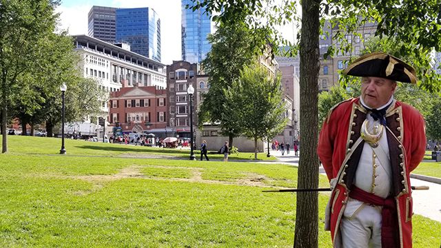 A recreationist on the Boston Freedom Trail